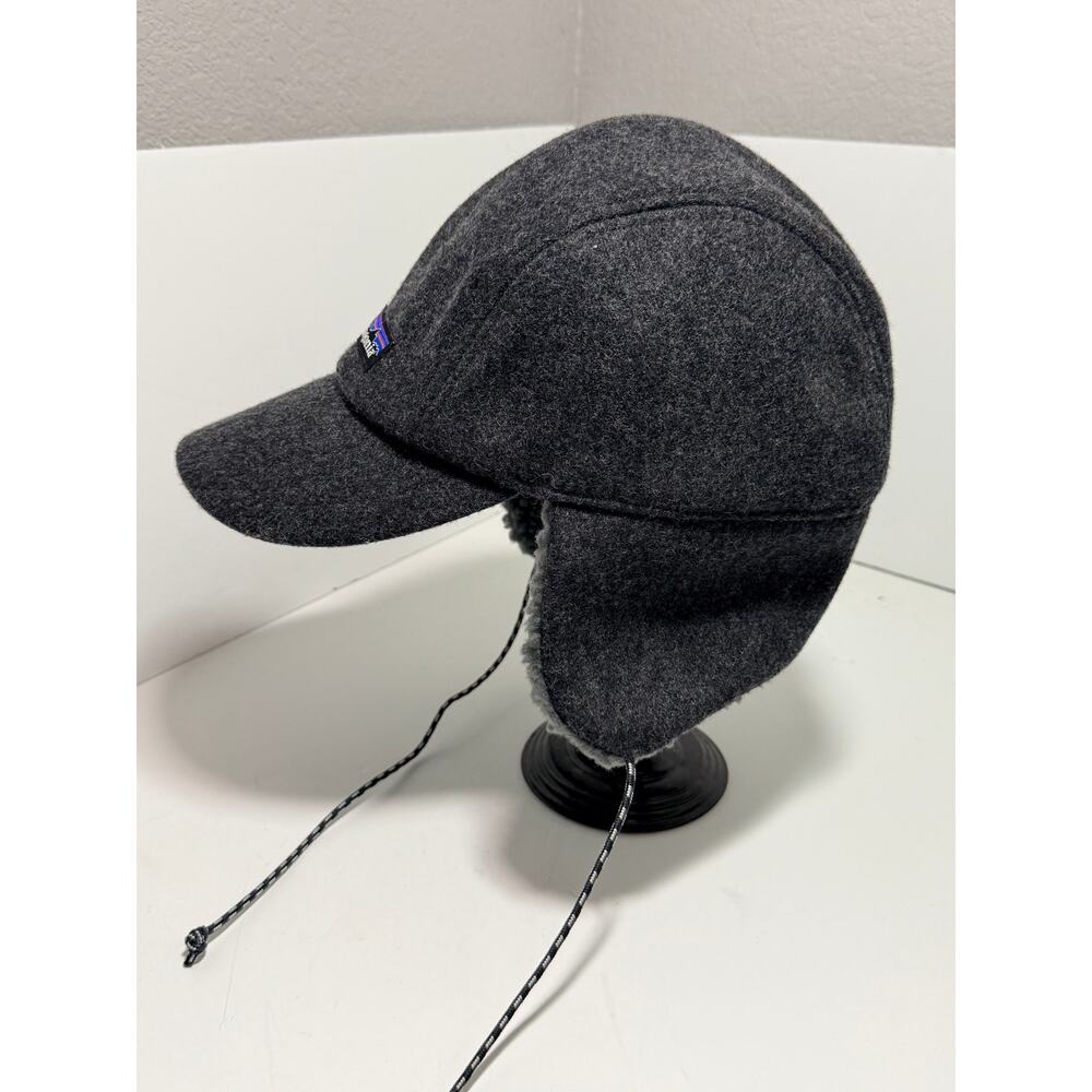 Patagonia Recycled Wool Ear Flap Cap Sherpa Cap M Gray Outdoor Winter View 2